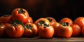 Delicious persimmon Fruit on Copy Space Background: A Burst of Flavor and Beauty