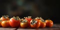 Delicious persimmon Fruit on Copy Space Background: A Burst of Flavor and Beauty