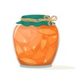 Delicious persimmon jam in a beautiful jar. Vector illustration. Dessert