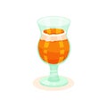 Delicious persimmon pudding with whipped cream in glass. Tasty fruit dessert. Sweet food. Flat vector icon