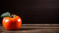 a Delicious Persimmon on Wood Background with Copy Space