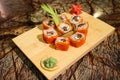 Delicious Philly maki sushi rolls Royalty Free Stock Photo