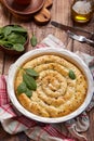 Delicious pie with spinach and feta cheese, made from filo pastry, decorated with sesame seeds Royalty Free Stock Photo