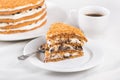 delicious piece cake with coffee cup Royalty Free Stock Photo