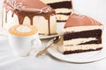 delicious piece cake with coffee cup Royalty Free Stock Photo