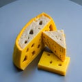 Delicious piece of yellow cheese. generative AI