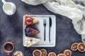 Delicious pieces of different cakes on plate Royalty Free Stock Photo