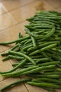 Delicious pile of fresh organic green beans ready to be cooked