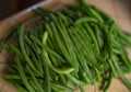 Delicious pile of fresh organic green beans ready to be cooked