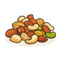 Delicious Pile of Mixed Nuts Snack. Royalty Free Stock Photo