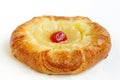 Delicious Pineapple Danish Pastry with focus on cherry