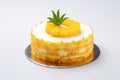 Delicious pineapple fruitcake dessert on a wite background