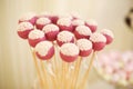 Delicious pink cakepops on candy buffet
