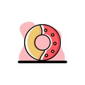 Delicious Pink Donut Conceptual Vector Icon Illustration Design