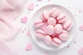 Delicious Pink French Heart-shaped Macarons on a Plate AI Generated