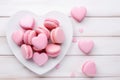 Delicious Pink French Heart-shaped Macarons on a Plate AI Generated