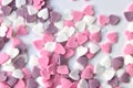 Delicious pink ValentineÃÂ´s Day sugar hearts and ornaments in pink, purple and white show I love you to your beloved girlfriend Royalty Free Stock Photo