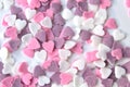 Delicious pink ValentineÃÂ´s Day sugar hearts and ornaments in pink, purple and white show I love you to your beloved girlfriend Royalty Free Stock Photo