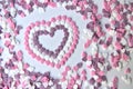 Delicious pink ValentineÃÂ´s Day sugar hearts and ornaments in pink, purple and white show I love you to your beloved girlfriend Royalty Free Stock Photo