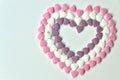 Delicious pink ValentineÃÂ´s Day sugar hearts and ornaments in pink, purple and white show I love you to your beloved girlfriend Royalty Free Stock Photo