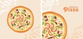 Delicious pizza. Background for menu design