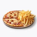 Delicious Pizza And French Fries On A Plate Royalty Free Stock Photo