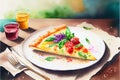 A delicious pizza, generative ai illustration featuring a crispy crust, melted cheese, and savory toppings