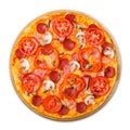 Delicious pizza with mushrooms and pepperoni Royalty Free Stock Photo