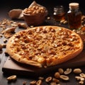 Delicious Pizza With Peanuts And Nuts - Stock Image