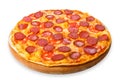 Delicious pizza with pepperoni and tomatoes Royalty Free Stock Photo