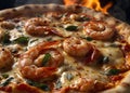 Delicious pizza shrimp and seafood, Generative Al