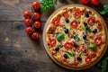 Pizza on Wooden Table