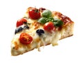 Delicious Pizza Slice with Tomatoes and Basil Royalty Free Stock Photo