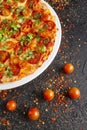 Delicious pizza with spanish sausage and cilantro Royalty Free Stock Photo