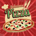 Delicious pizza vintage poster Royalty Free Stock Photo