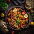 delicious plate of authentic paella