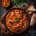 delicious plate of authentic paella