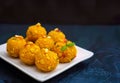 A delicious plate of bundi laddu, holi celebration Royalty Free Stock Photo