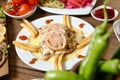 Delicious Plate of Food With Meat and French Fries Royalty Free Stock Photo