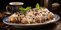 Delicious Plate of Freshly Made Cannoli Filled with Sweet Ricotta AI Generated