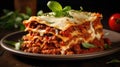 Cheesy Meat Lasagna on a Plate