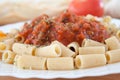 Delicious plate of macaroni with tomato Royalty Free Stock Photo