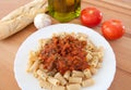 Delicious plate of macaroni with tomato Royalty Free Stock Photo