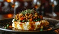 Delicious plate of meat and mashed potatoes Royalty Free Stock Photo