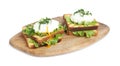 Delicious poached egg sandwiches isolated