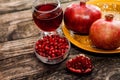 Delicious pomegranate juice and pomegranate seeds