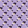 One popcorn on a purple background.