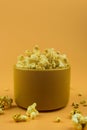 Delicious popcorn in yellow bowl Royalty Free Stock Photo