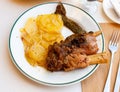 Delicious pork knuckle with potatoes Royalty Free Stock Photo
