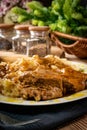 Delicious pork ribs stewed in gravy Royalty Free Stock Photo